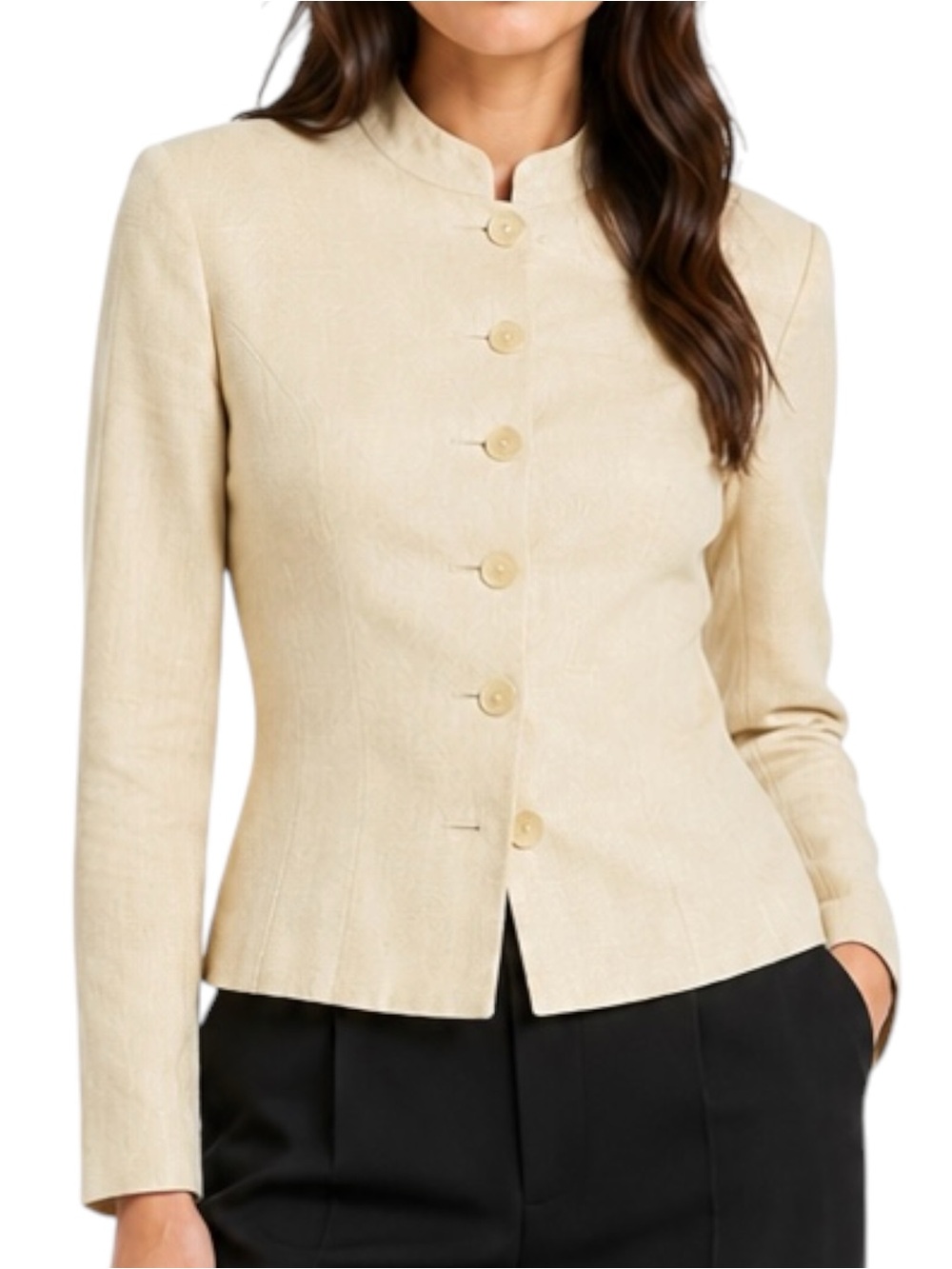 RALPH LAUREN Cream Linen Shoulder Pad Jacket US 10 - Picture 2 of 12
